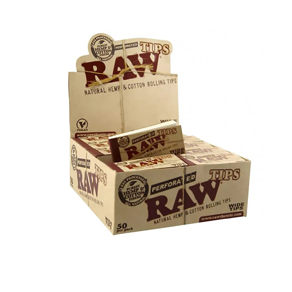 RAW Filter Tips Wide 50er Heft – Perforiert & Extra Breit für Stabilen Genuss